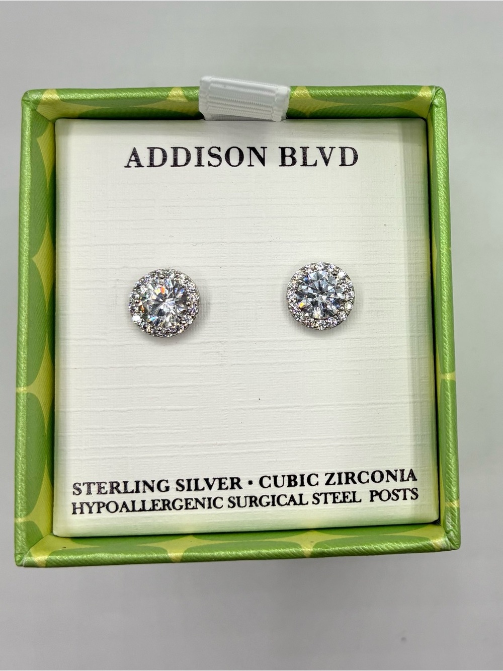 Addison Blvd Sterling Silver Cubic Zirconia Stud Earrings